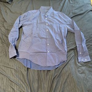 XL, navy blue with polka dots dress shirt